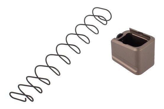Warne FDE Magazine Extension for Glock 23 adds 4 rounds of .40 caliber ammo to the capacity